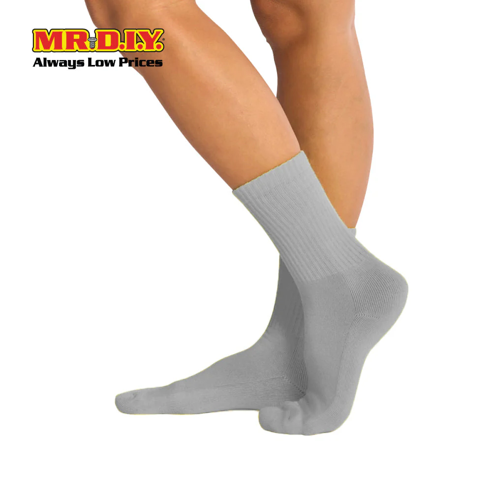 (MR.DIY) Unisex Adult Mid-Calf Casual Cotton Socks - Grey - Color Series - Image 2