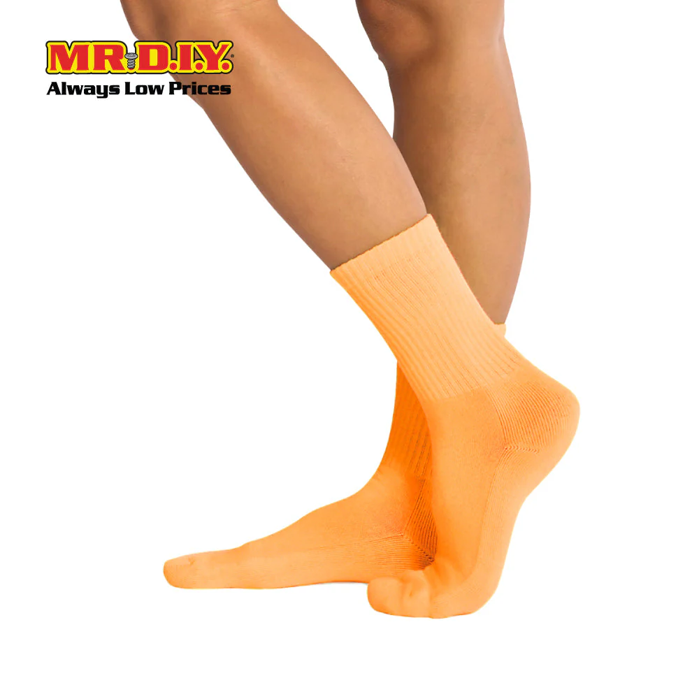 (MR.DIY) Unisex Adult Mid-Calf Casual Cotton Socks - Orange - Color Series - Image 2