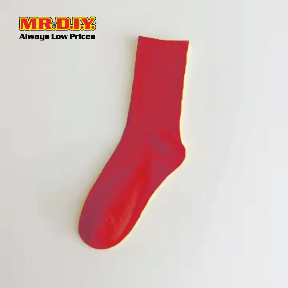 (MR.DIY) Unisex Adult Mid-Calf Casual Cotton Socks - Red - Color Series - Image 3