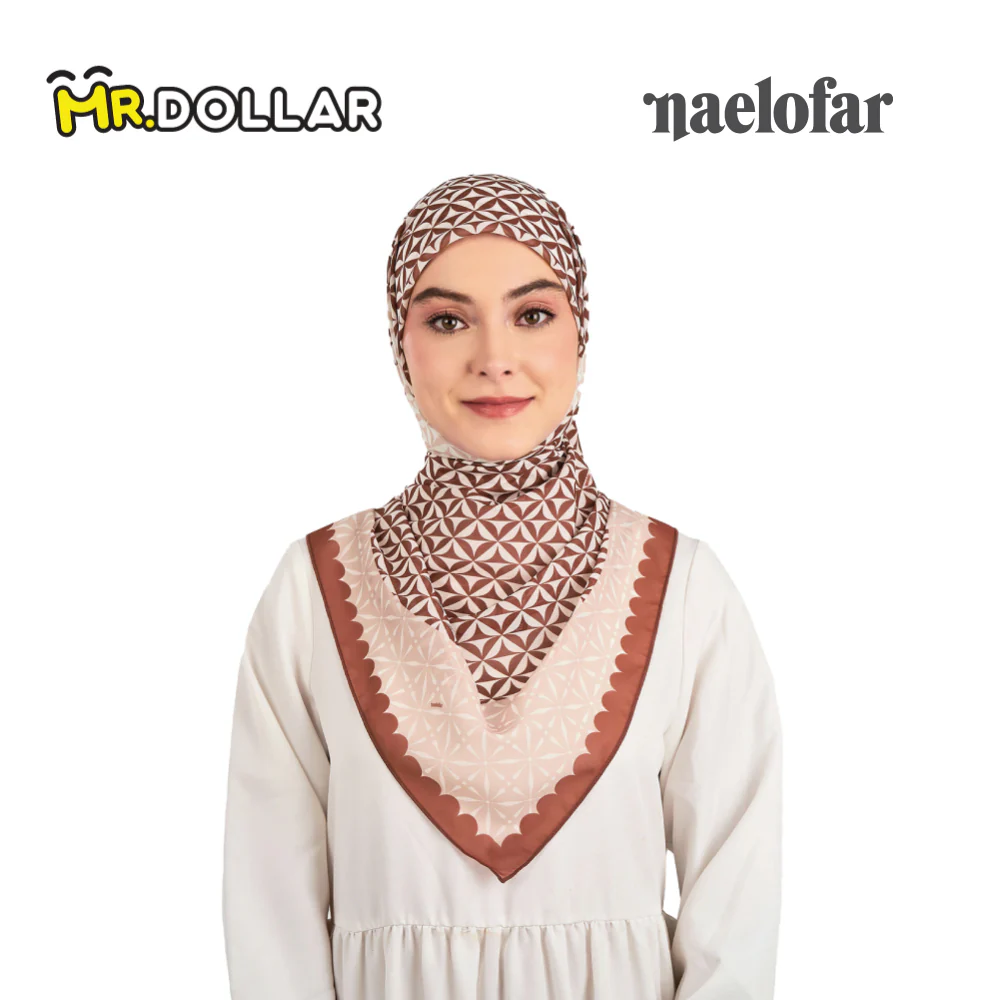 NAELOFAR Clover Cotton Chiffon Square In Hijab Bawal (45inch) - Image 10