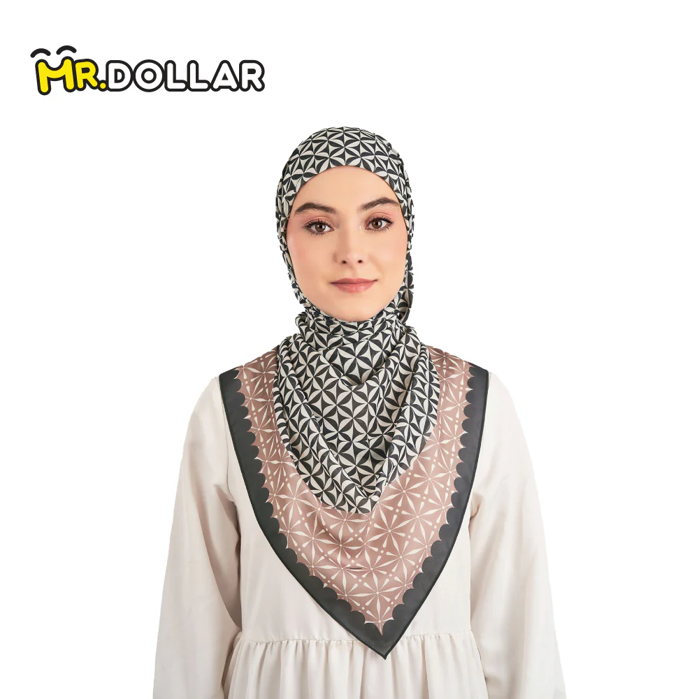 NAELOFAR Clover Cotton Chiffon Square In Hijab Bawal (45inch) - Image 5