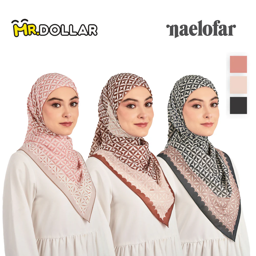 NAELOFAR Clover Cotton Chiffon Square In Hijab Bawal (45inch) - Image 7