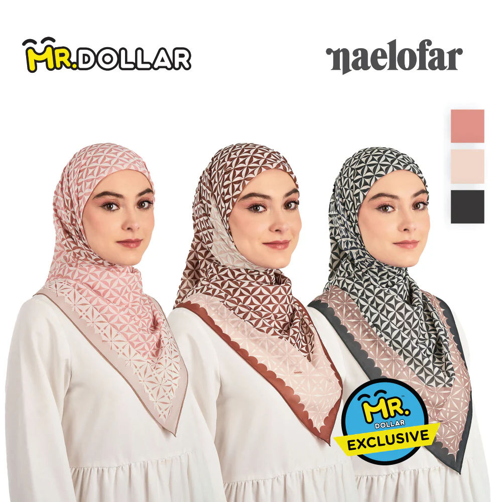 NAELOFAR Clover Cotton Chiffon Square In Hijab Bawal (45inch) - Image 8