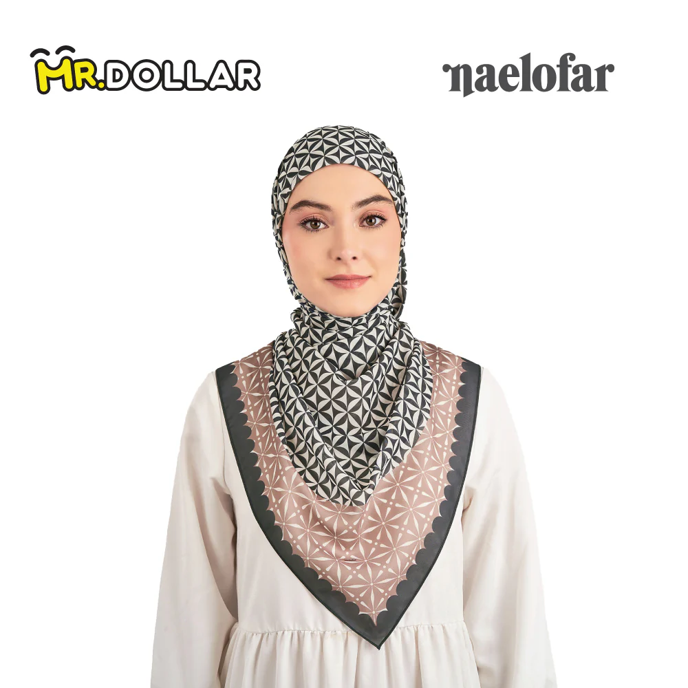 NAELOFAR Clover Cotton Chiffon Square In Hijab Bawal (45inch) - Image 9