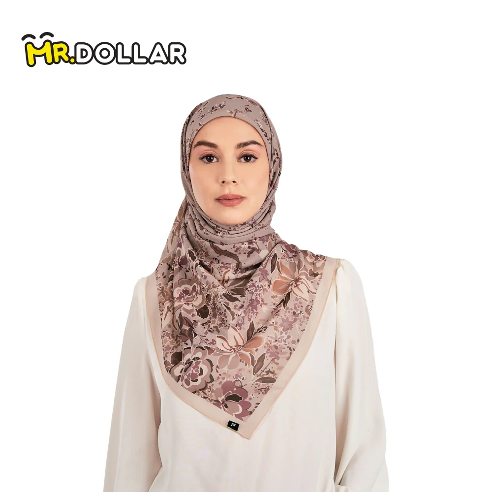 NAELOFAR Floral Cotton Chiffon Square In Hijab Bawal (45inch) - Image 3