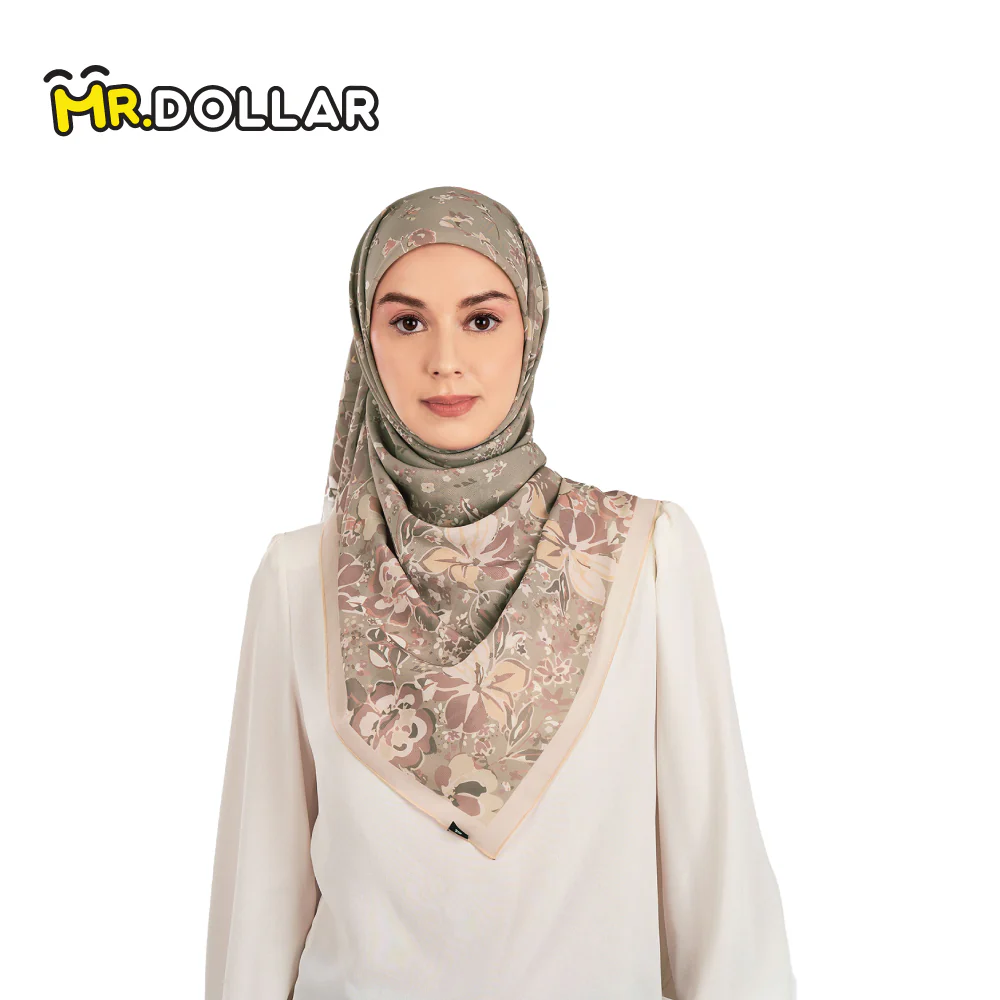 NAELOFAR Floral Cotton Chiffon Square In Hijab Bawal (45inch) - Image 5
