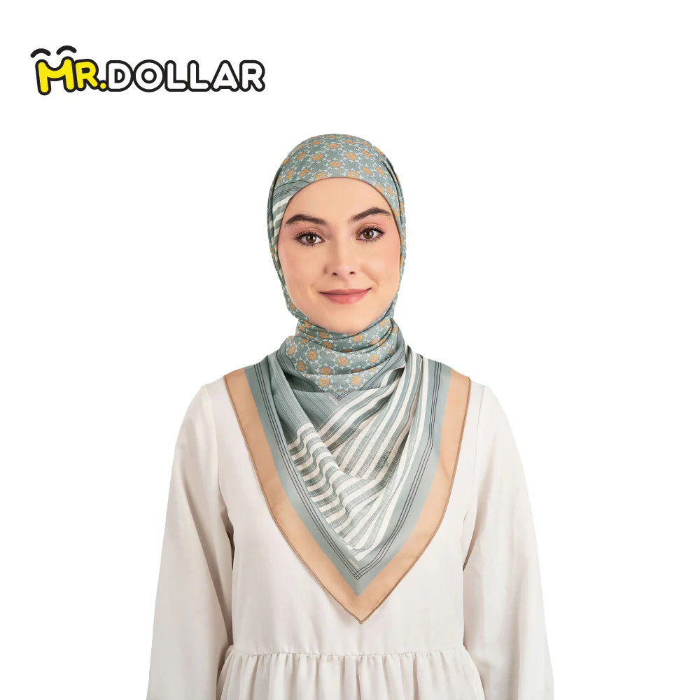 NAELOFAR Geo Cotton Chiffon Square In Hijab Bawal (45inch) - Image 10
