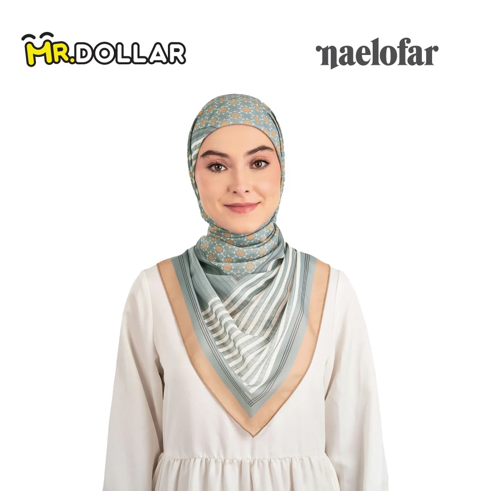 NAELOFAR Geo Cotton Chiffon Square In Hijab Bawal (45inch) - Image 14