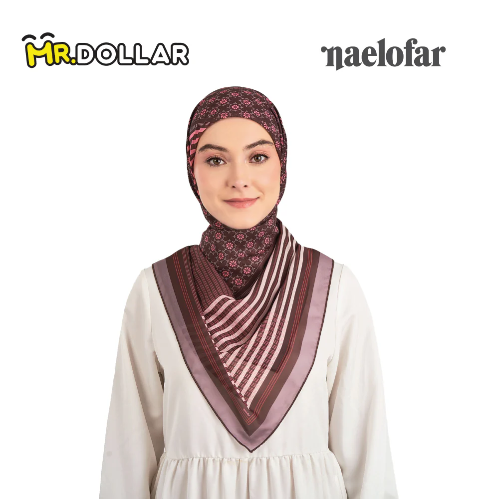 NAELOFAR Geo Cotton Chiffon Square In Hijab Bawal (45inch) - Image 15