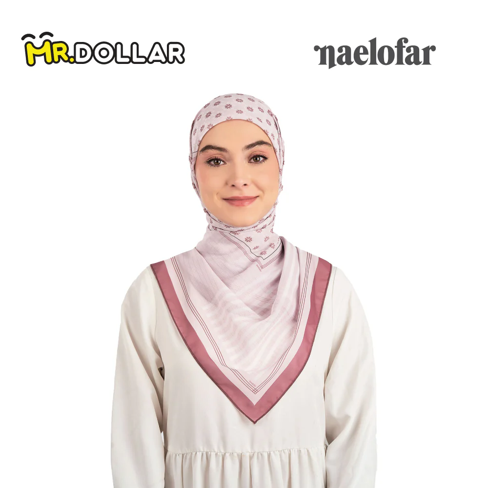 NAELOFAR Geo Cotton Chiffon Square In Hijab Bawal (45inch) - Image 16