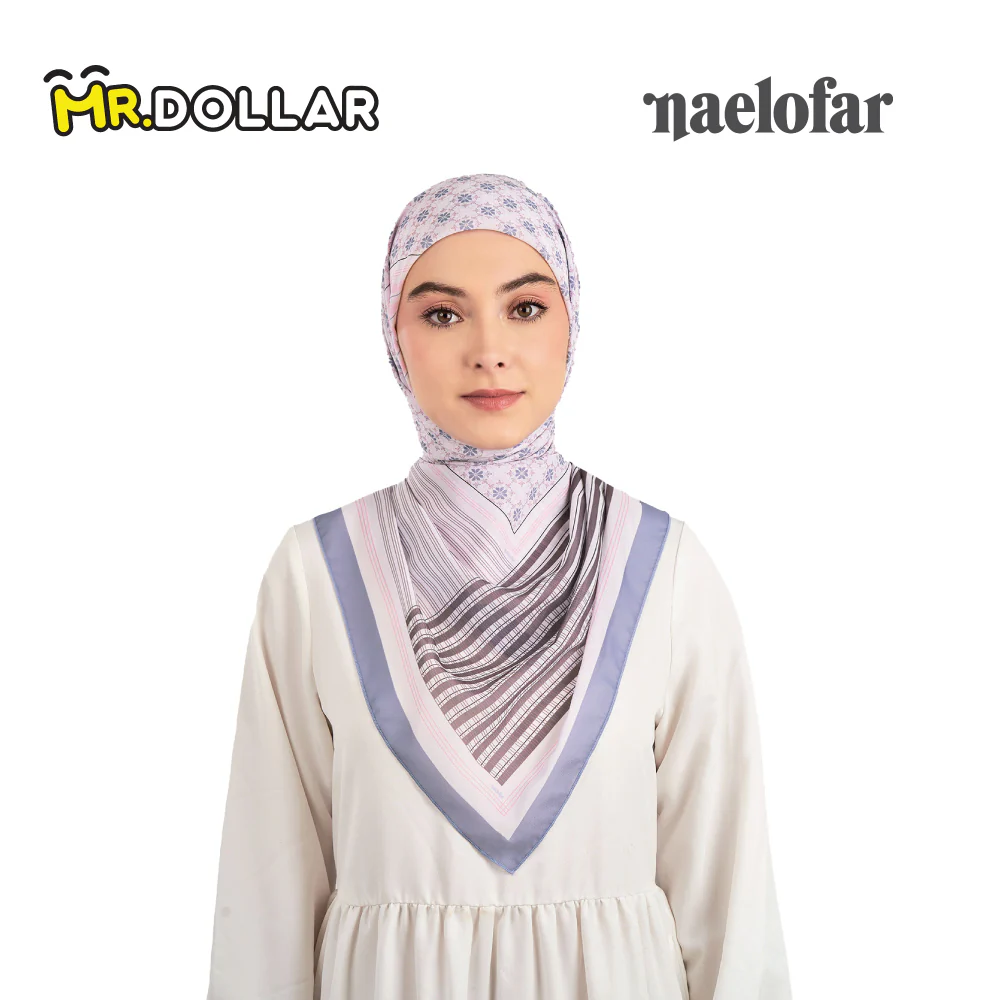 NAELOFAR Geo Cotton Chiffon Square In Hijab Bawal (45inch) - Image 17