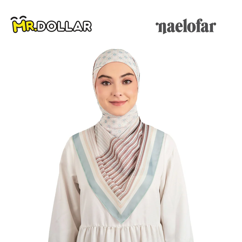 NAELOFAR Geo Cotton Chiffon Square In Hijab Bawal (45inch) - Image 18