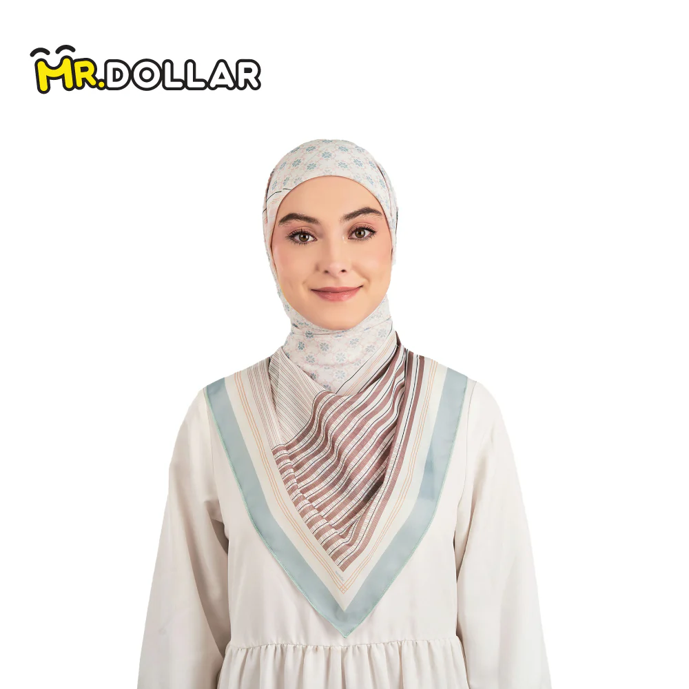 NAELOFAR Geo Cotton Chiffon Square In Hijab Bawal (45inch) - Image 19