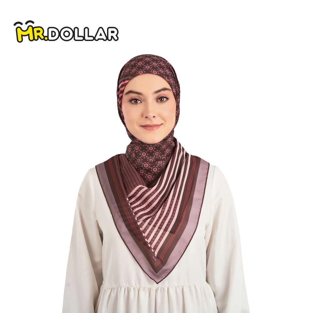 NAELOFAR Geo Cotton Chiffon Square In Hijab Bawal (45inch) - Image 8