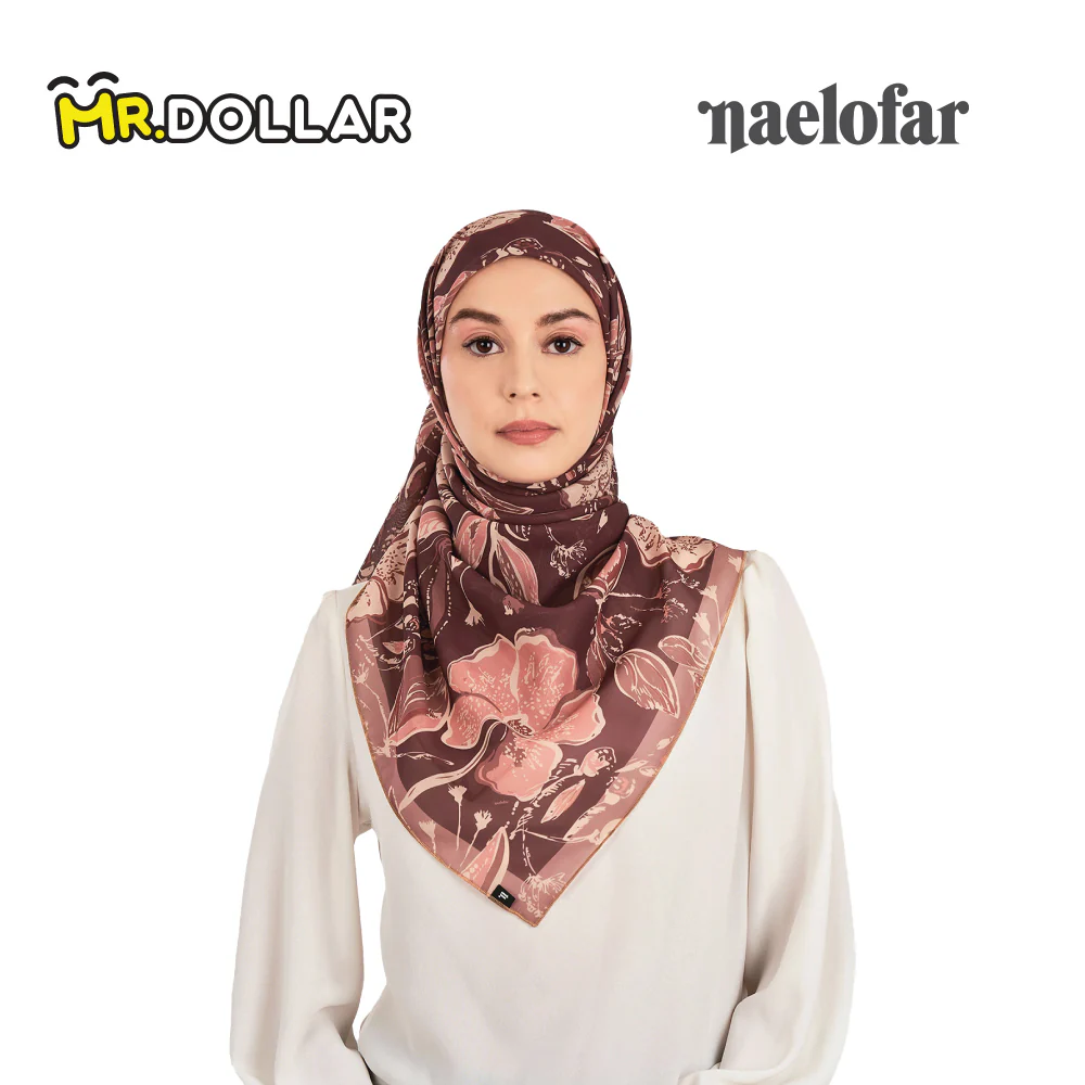 NAELOFAR Petal Cotton Chiffon Square In Hijab Bawal (45inch) - Image 13