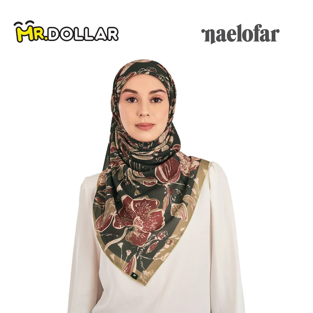 NAELOFAR Petal Cotton Chiffon Square In Hijab Bawal (45inch) - Image 15