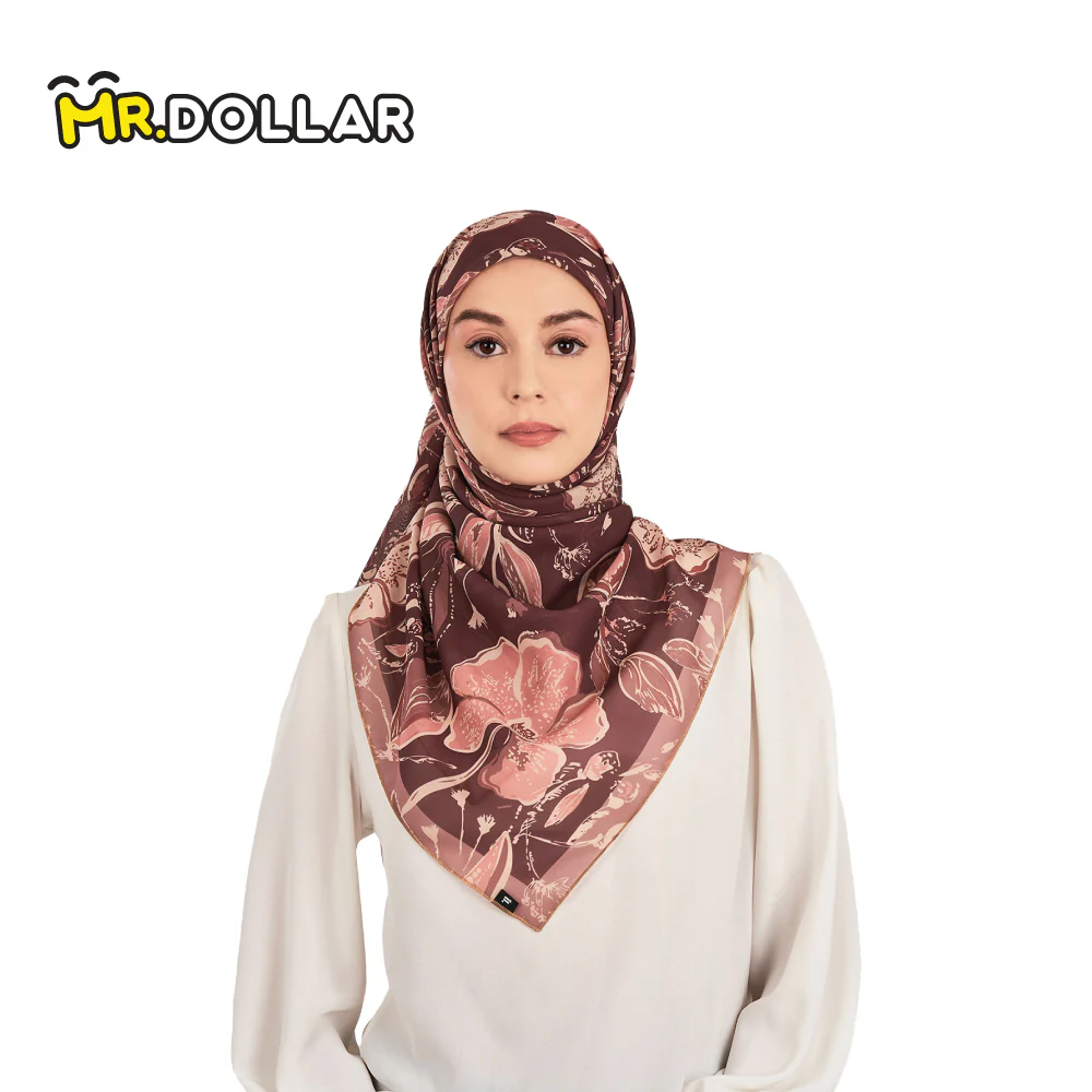NAELOFAR Petal Cotton Chiffon Square In Hijab Bawal (45inch) - Image 6