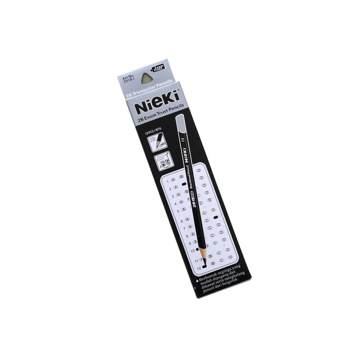 (MR.DIY) NIEKI 2B Triangular Exam Grade Graphite Pencils Set (12pcs) - Image 4