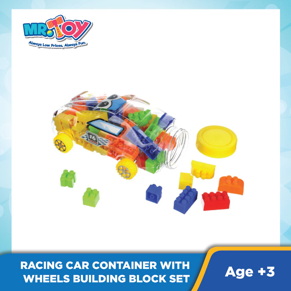 Number 16 Racing Car Container with Wheels Building Blocks Set