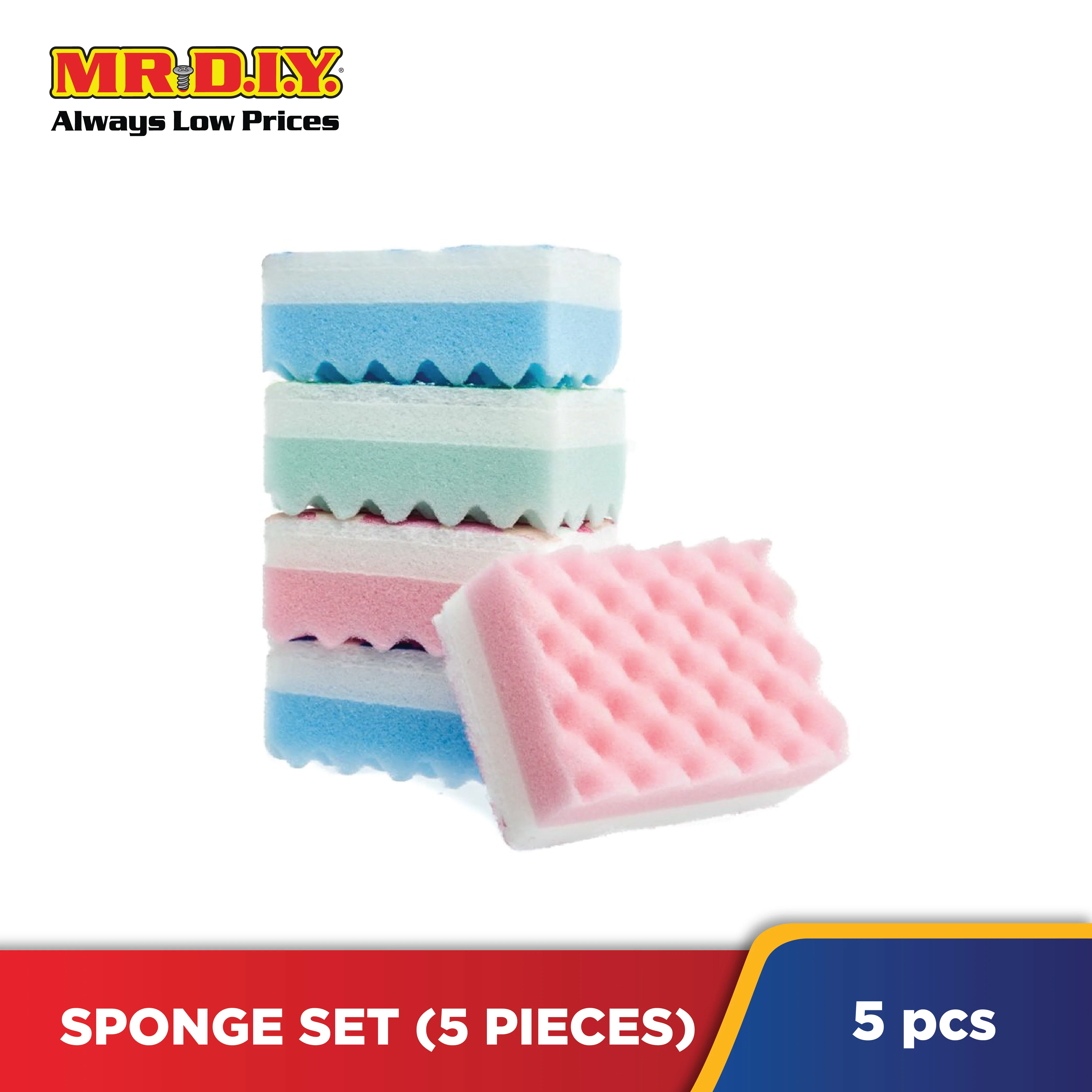 OKS Dual-Sided Soft Sponge Colourful (5pcs) - Image 2
