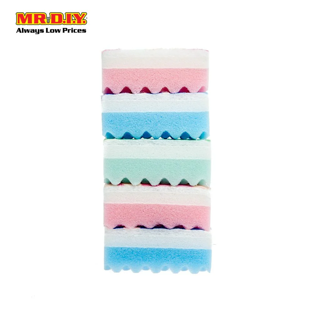 OKS Dual-Sided Soft Sponge Colourful (5pcs) - Image 3