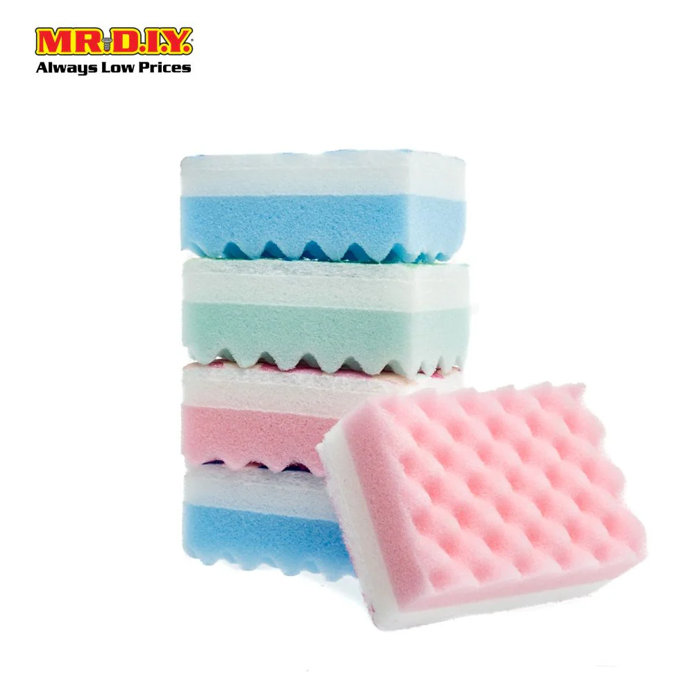 OKS Dual-Sided Soft Sponge Colourful (5pcs) - Image 4