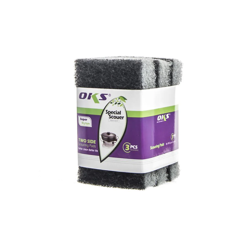 OKS Dual-Sided Sponge Cleaning Multi-Purpose Scouring Pad (3pcs) - Image 3