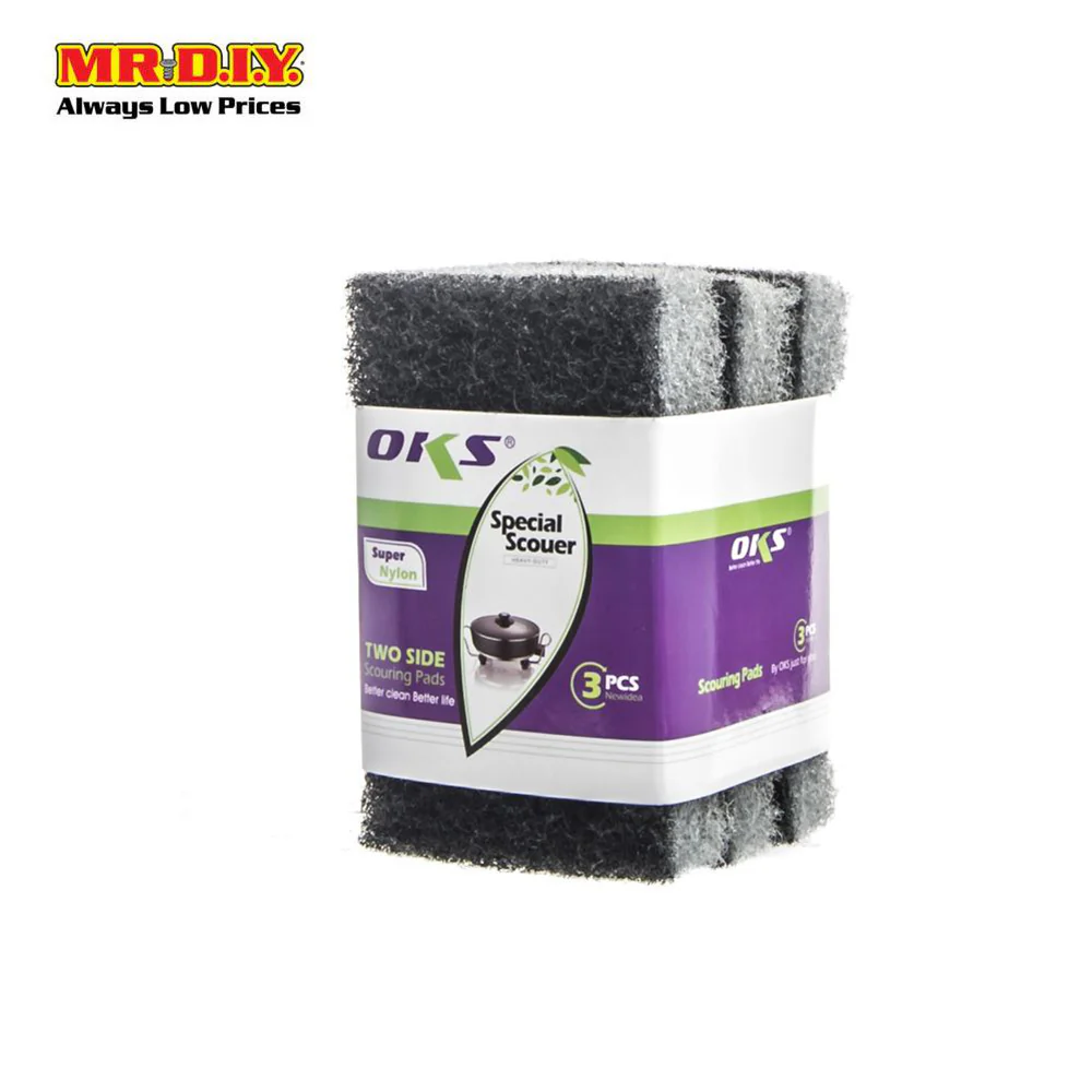 OKS Dual-Sided Sponge Cleaning Multi-Purpose Scouring Pad (3pcs) - Image 4