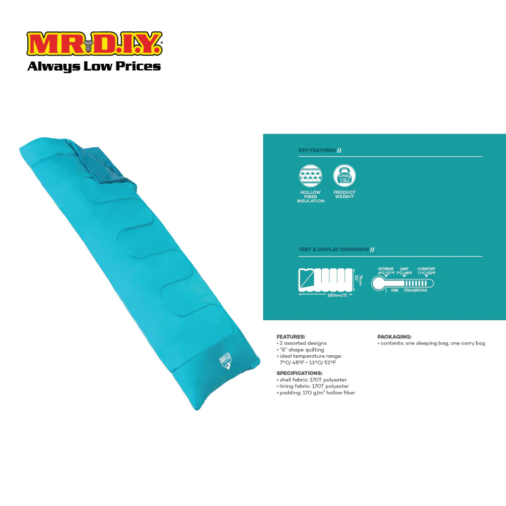 [BEST SELLER] (MR.DIY) PAVILLO Evade 15 Portable Outdoor Camping Sleeping Bag (180cm x 75cm) - Image 4