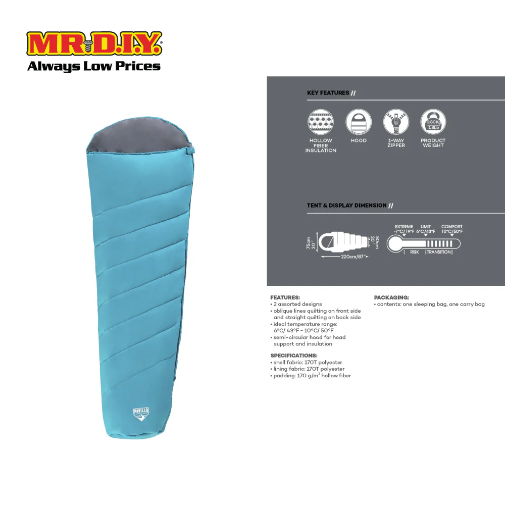 PAVILLO Hiberhide 10 Portable Outdoor Camping Sleeping Bag (220cm x 75cm x 50cm) - Image 3