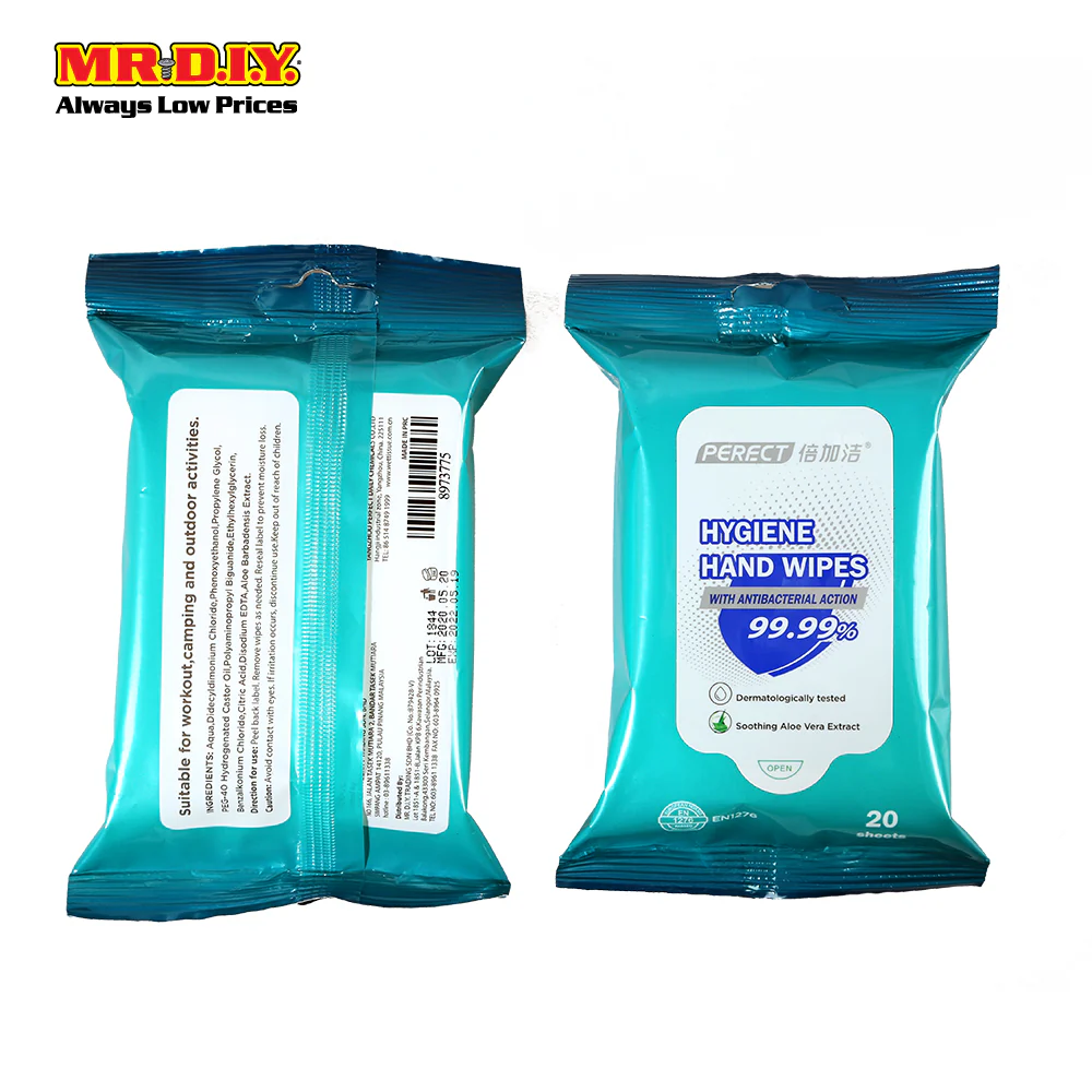 PERECT Antibacterial Hygiene Hand Wipes (20's) - Image 5
