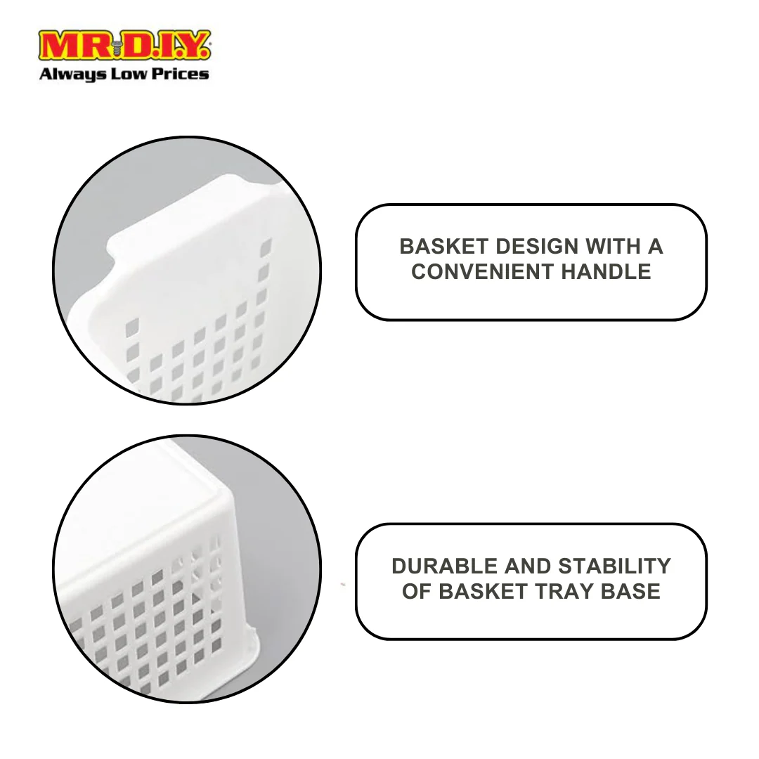 (MR.DIY) Multi-Purpose Plastic Storage Durable Stackable Basket Tray A4 (13.5 x 28cm) - Image 6