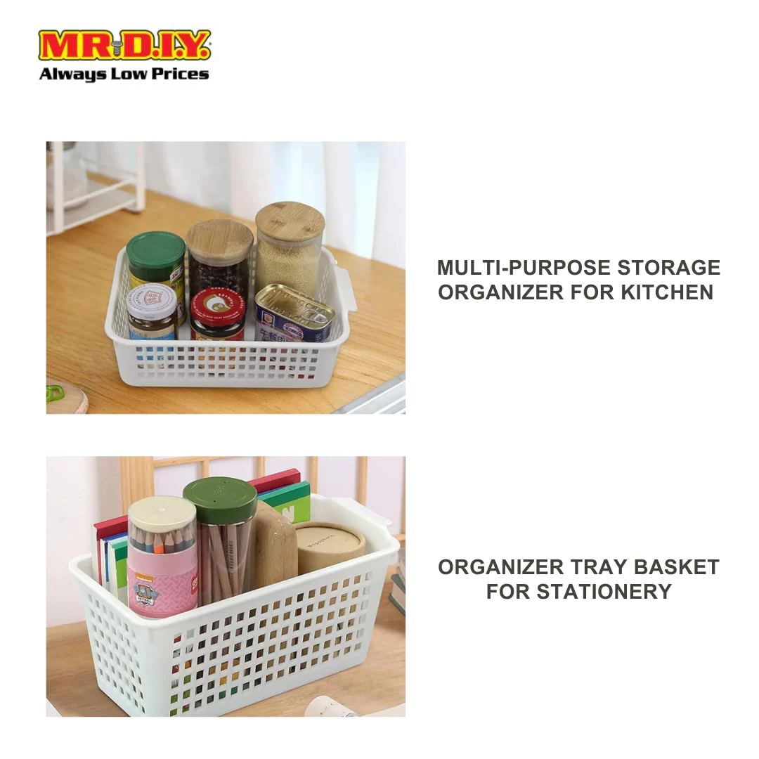(MR.DIY) Multi-Purpose Plastic Storage Durable Stackable Basket Tray A4 (13.5 x 28cm) - Image 7