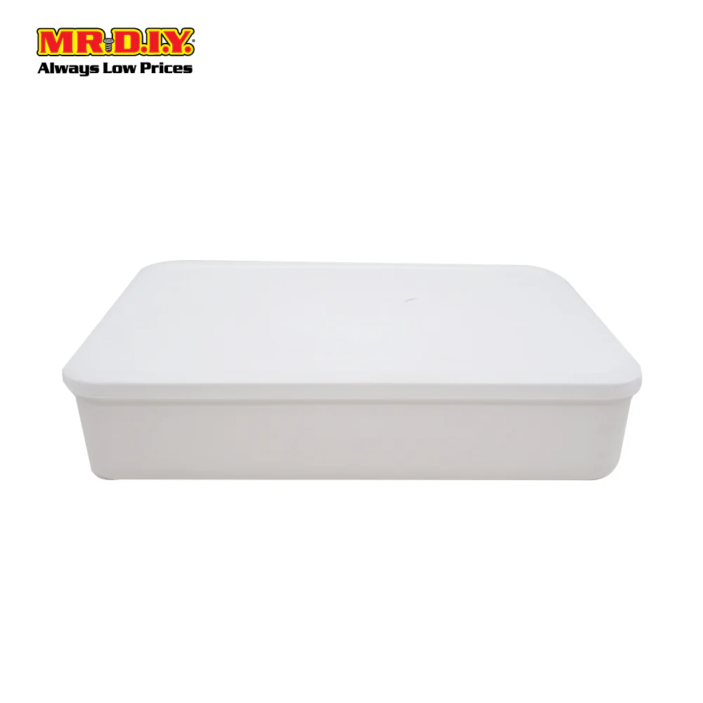 (MR.DIY) Plastic Storage Organizer Stackable Flat Box With Lid (18.5 x 26.5 x 8.5cm) - Image 2