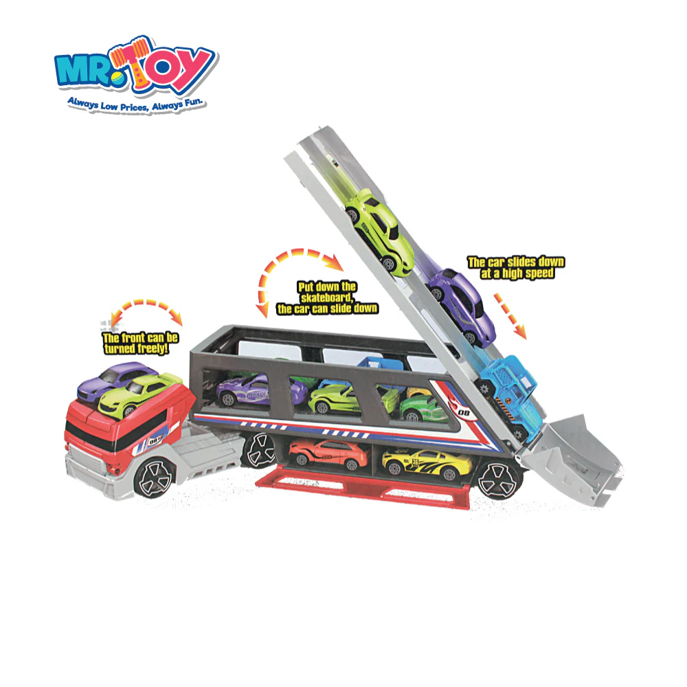 (MR. DIY) PONG RONG Transport Cars Carrier Truck Toys Set (9 pcs) - Image 2