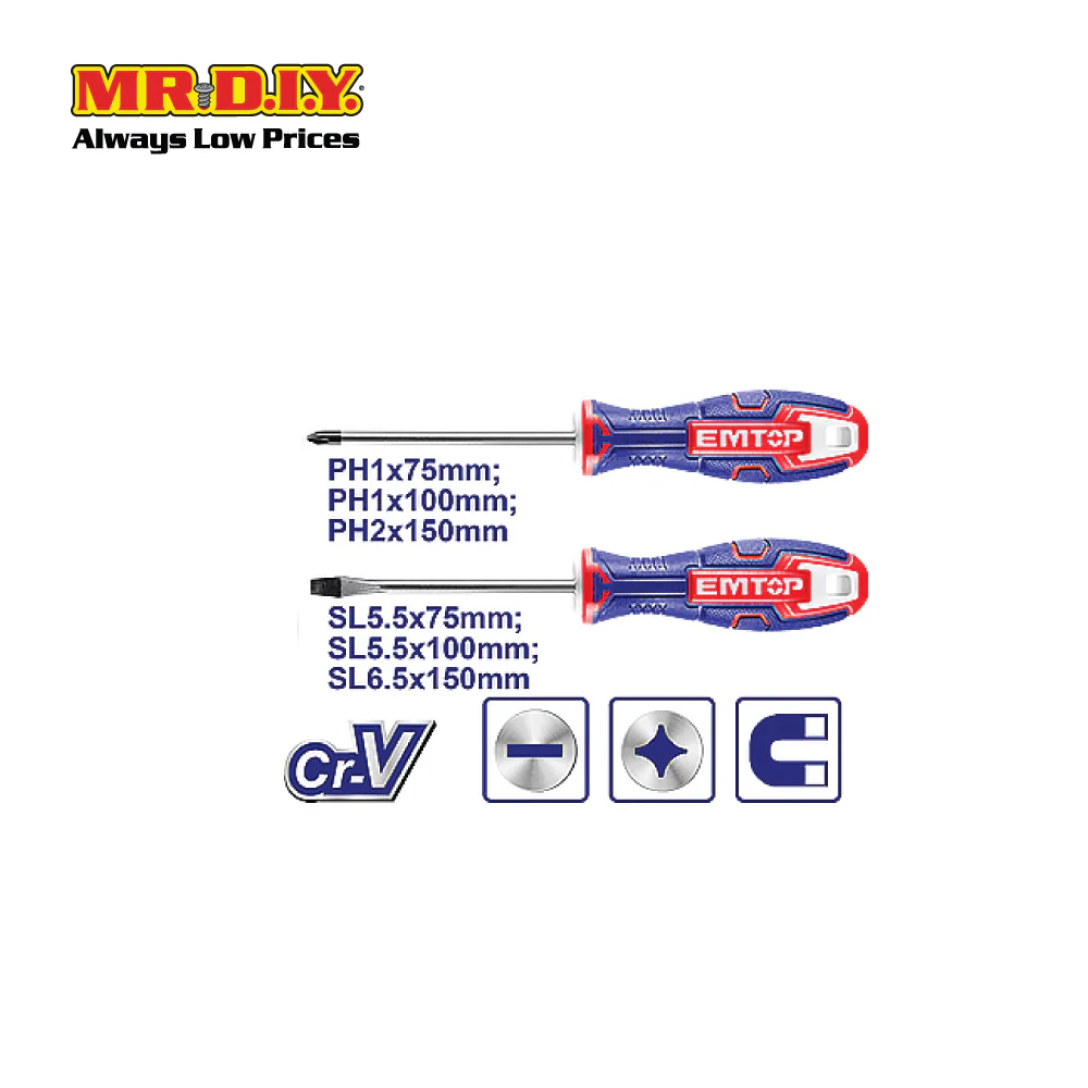 EMTOP 6-Piece Screwdriver Set - ESST0602 (6pcs) - Image 3