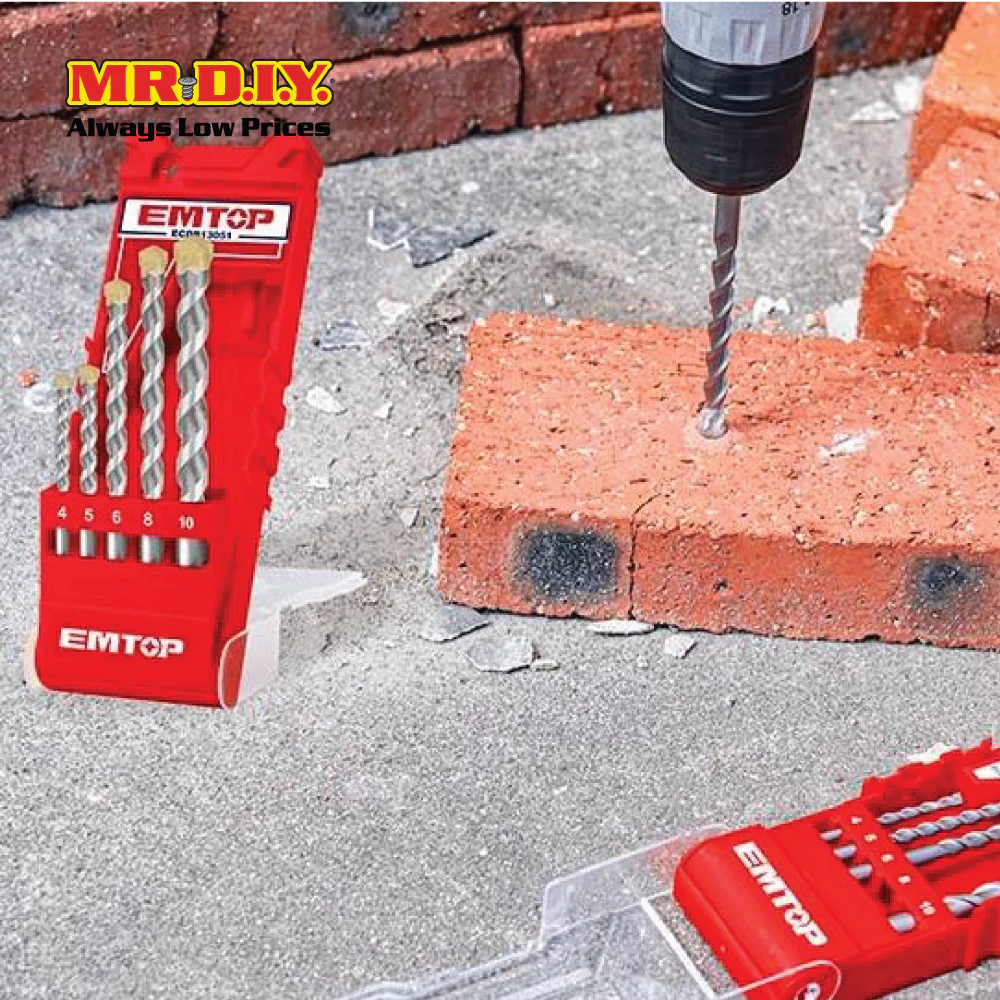 EMTOP Masonry Drill Bits Set ECDB13051 (5pcs) - Image 3