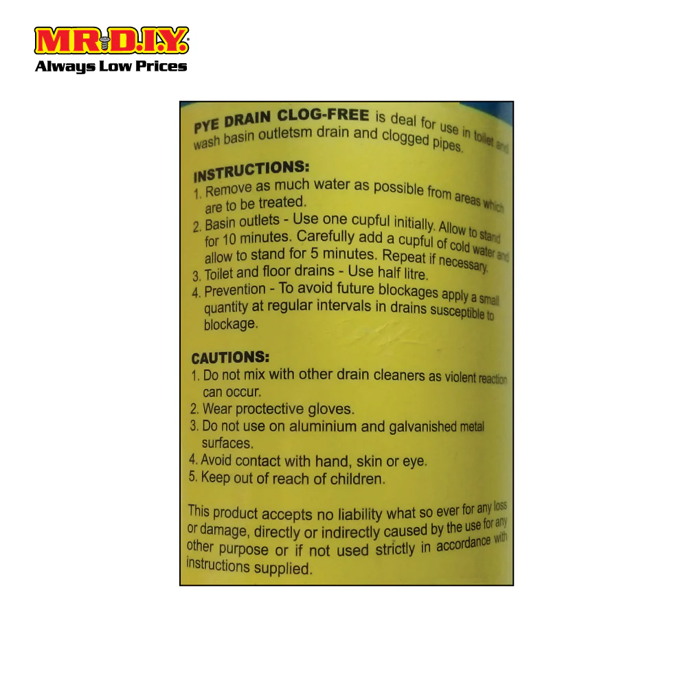 PYE Drain Clog-Free Renovator Solvent (500ml) - Image 2