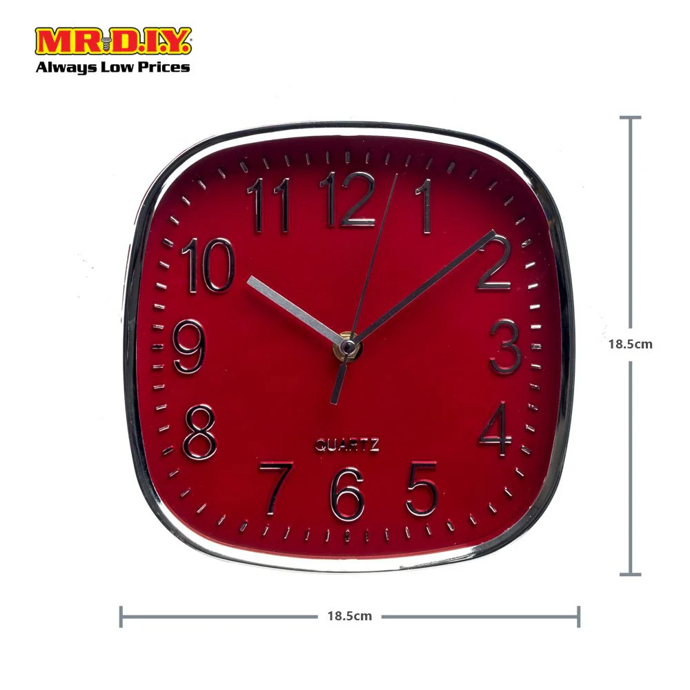 QUARTZ Chrome Digit Square Wall Clock 8" - Image 3