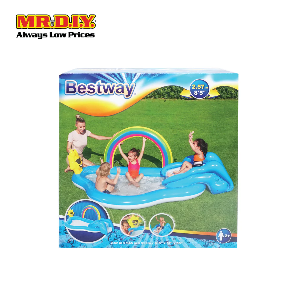 BESTWAY Rainbow Inflatable Outdoor Swimming & Playing Pool (2.57m x 1.45m x 91cm) - Image 2