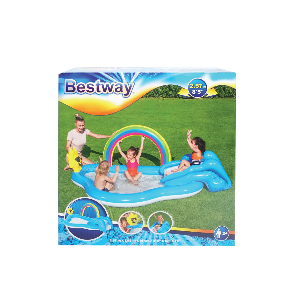 BESTWAY Rainbow Inflatable Outdoor Swimming & Playing Pool (2.57m x 1.45m x 91cm) - Image 3