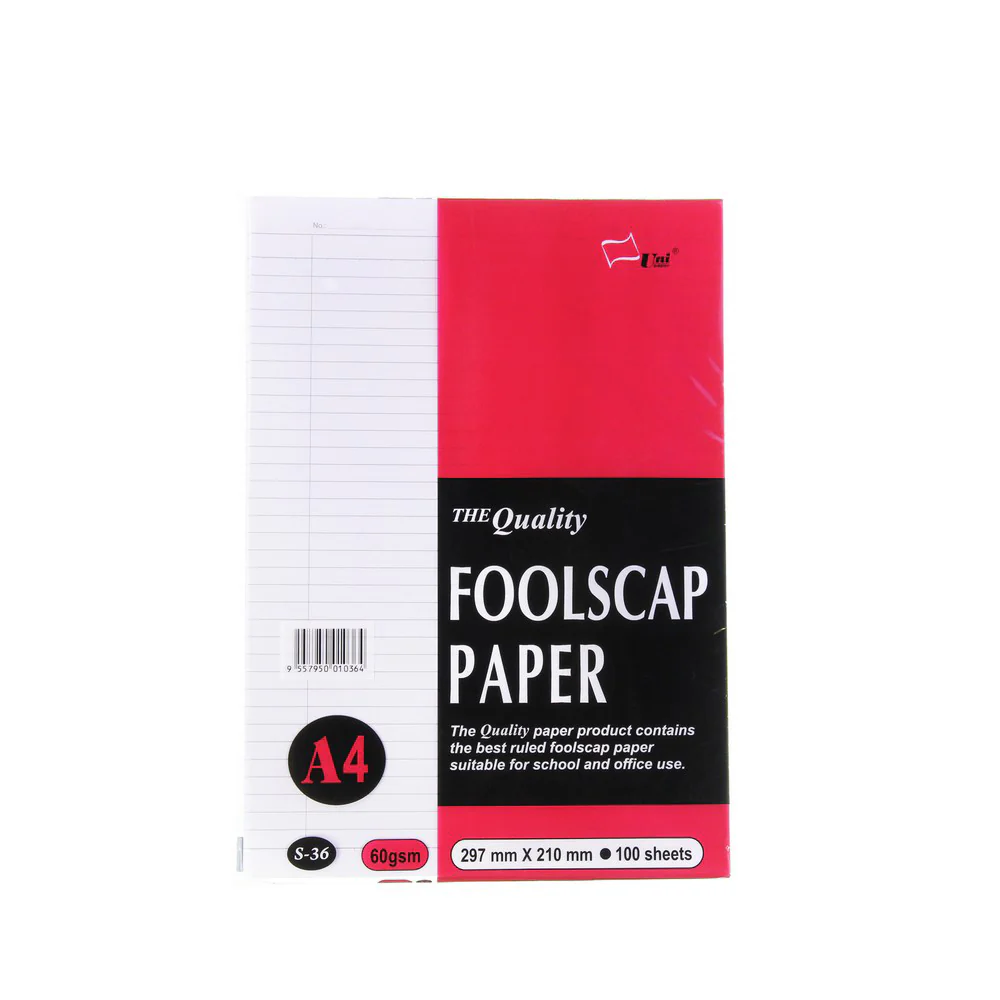 Red Uni  Foolscap Paper 100S S-36 A4 60GSM - Image 3