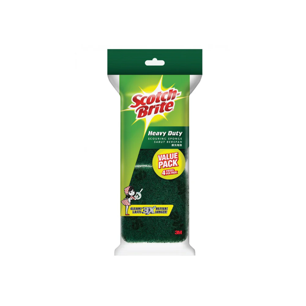 SCOTCH BRITE Kitchen Tough Cleaning Dual-Sided Scouring Sponge (4pcs) - Image 2