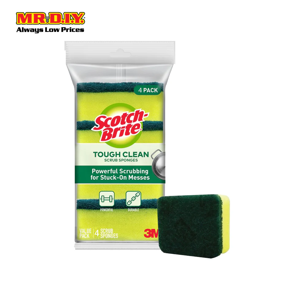 SCOTCH BRITE Kitchen Tough Cleaning Dual-Sided Scouring Sponge (4pcs) - Image 3