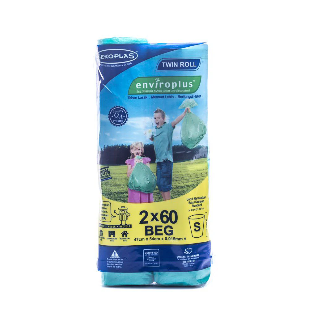 SEKOPLAS Enviroplus Twin Roll Garbage Bag S Size (2 x 60pcs) - Image 7