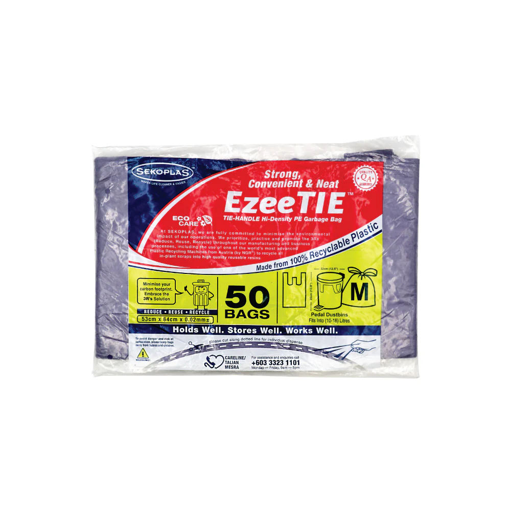 SEKOPLAS EzeeTIE Tie-Handle HDPE Garbage Bag M Size (50pcs) - Image 6