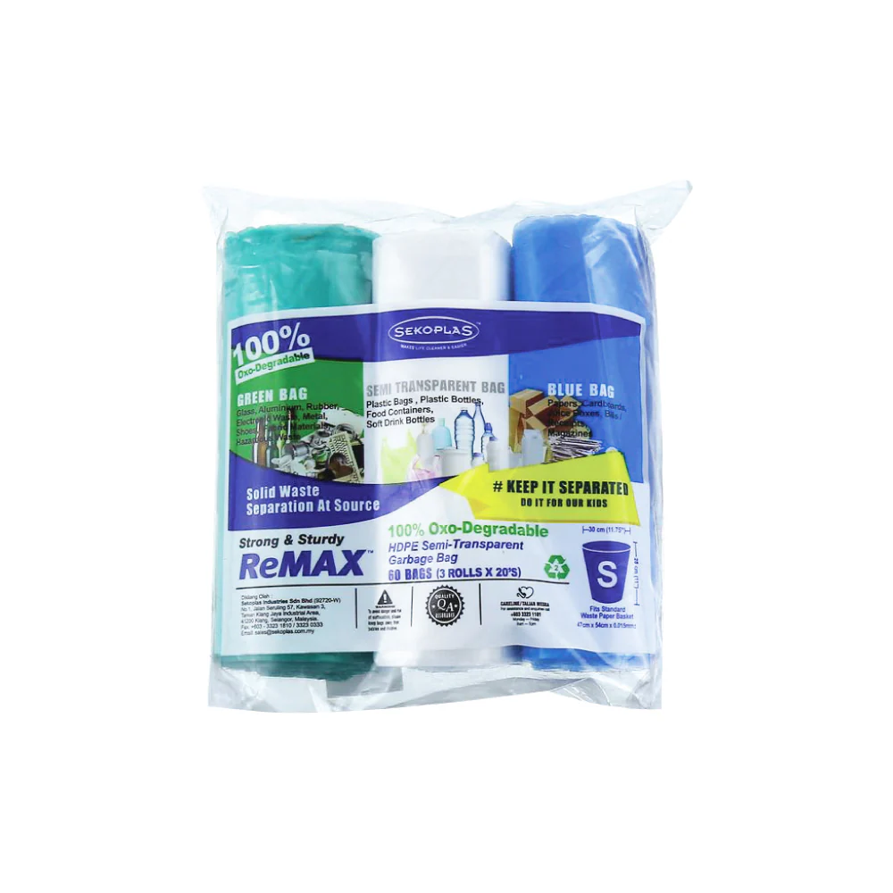 SEKOPLAS ReMAX HDPE Semi-Transparent Garbage Bag S Size (3 x 20pcs) - Image 4