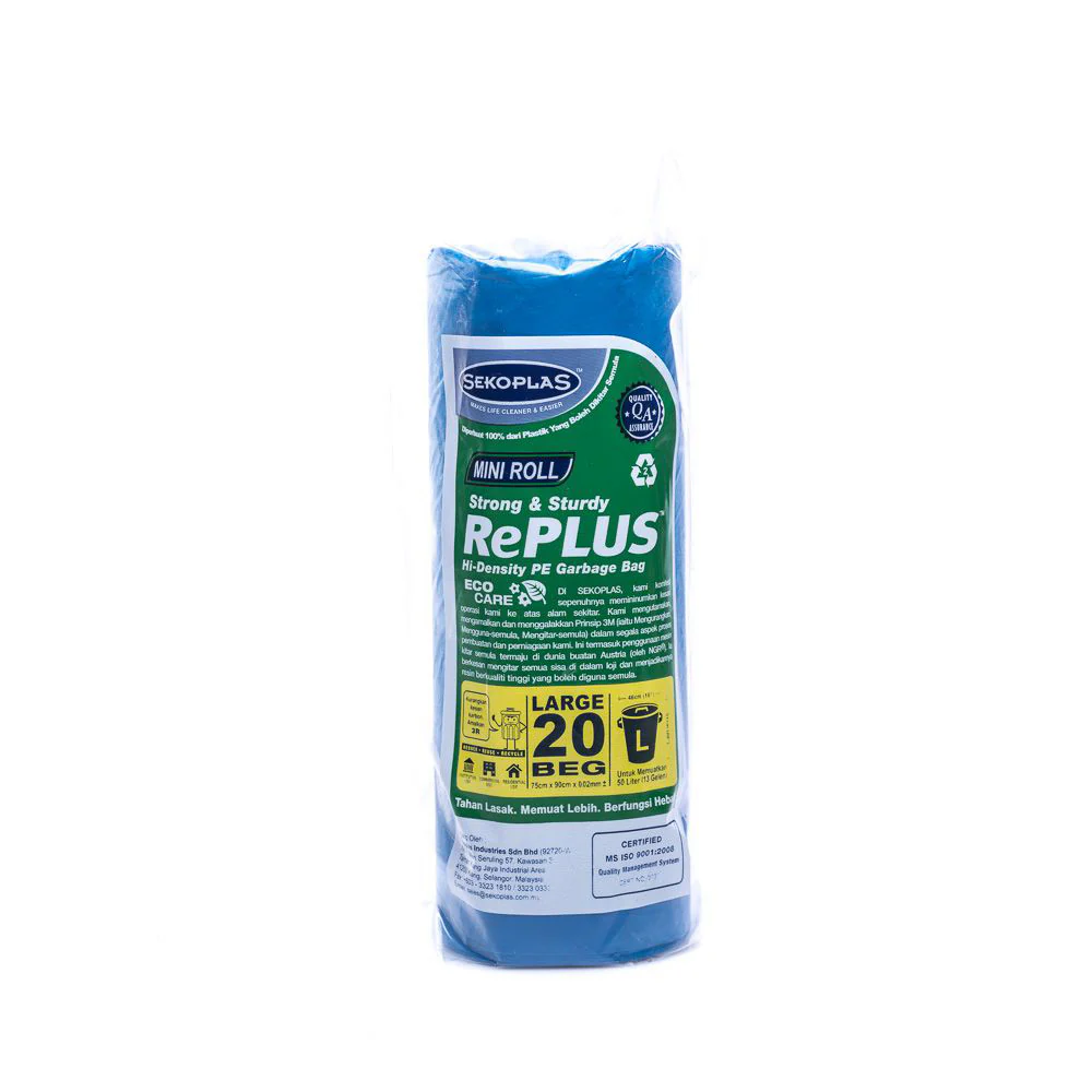 SEKOPLAS RePlus Mini Roll HDPE Garbage Bag L Size (20pcs) - Image 6