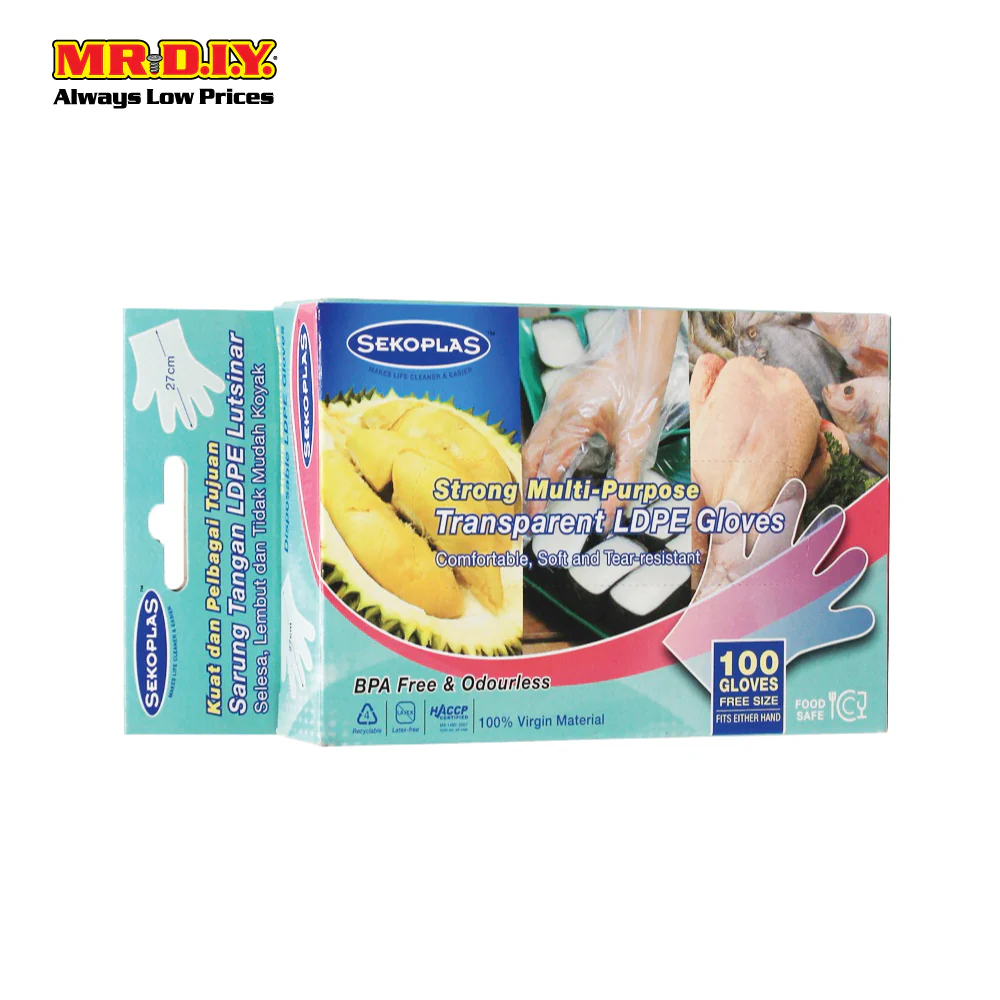 SEKOPLAS Strong Multipurpose Transparent LDPE Gloves (100 pcs) - Image 3
