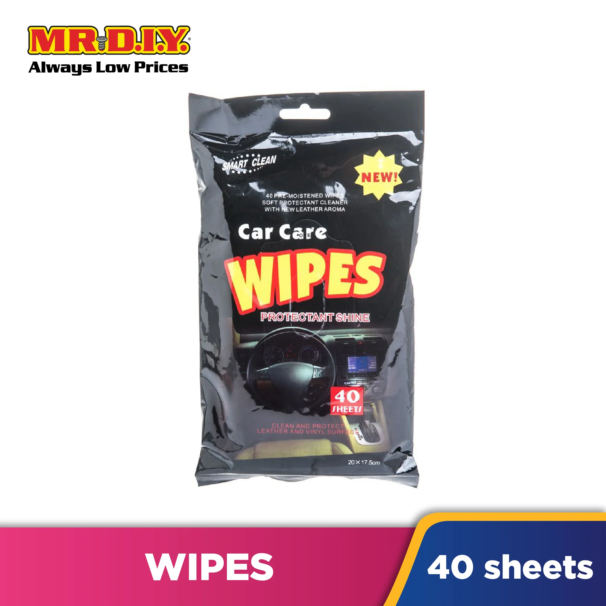 SMART CLEAN Car Care Wipes Pocket Wet Tissue (40pcs) - Image 2
